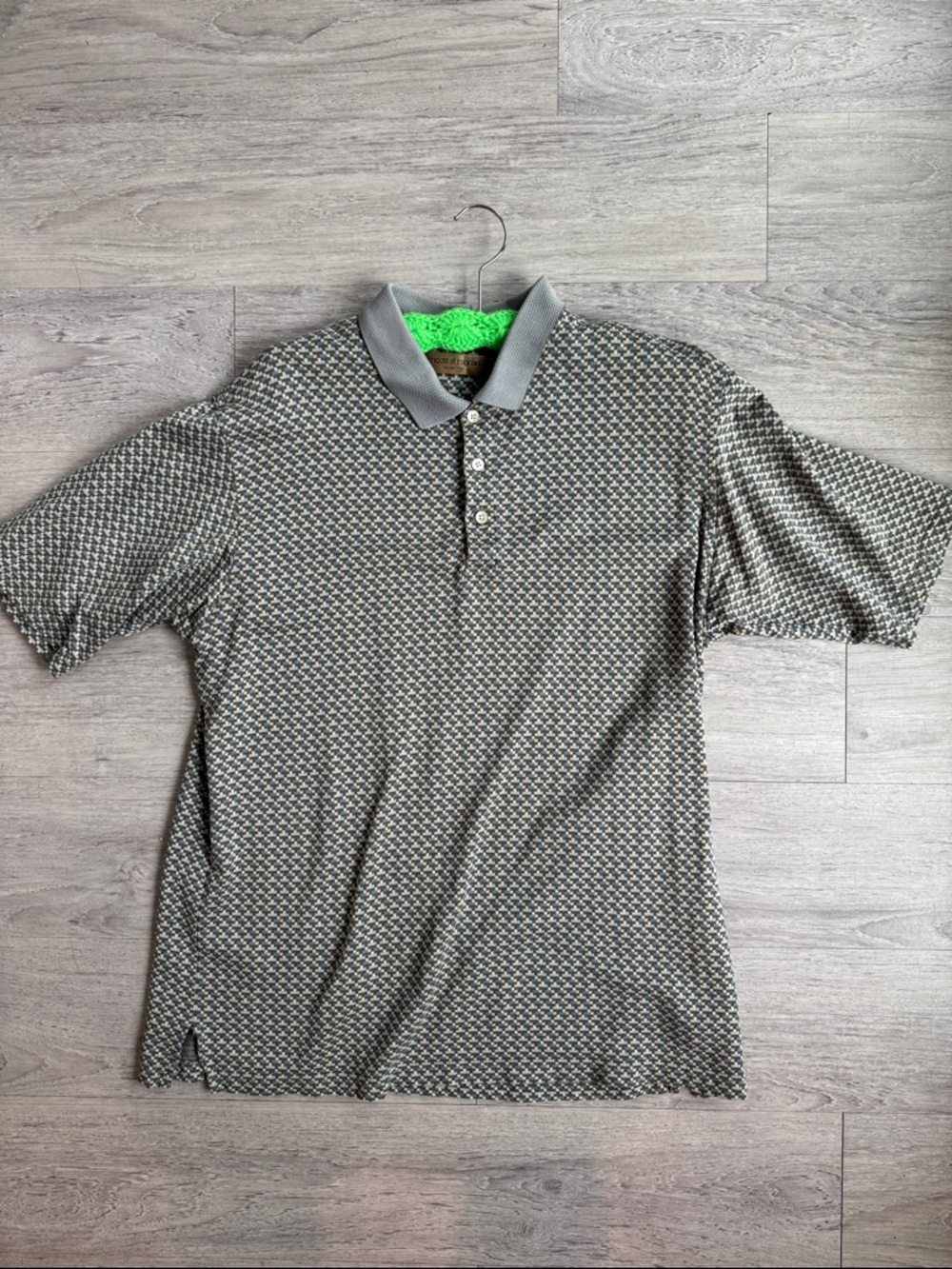 Men's Grey/Greenish Micro-Pattern Polo Shirt